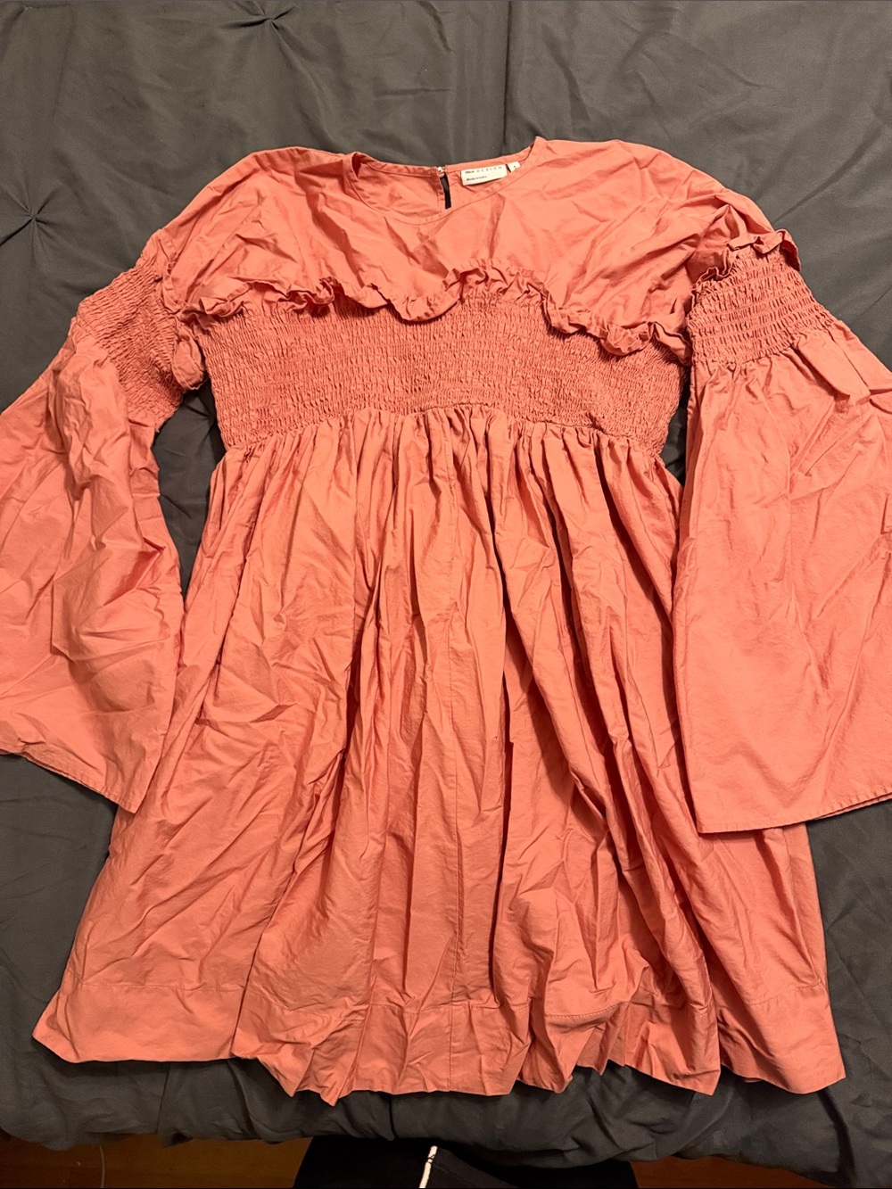 ASOS Coral Pink Smocked Mini Dress with Ruffles